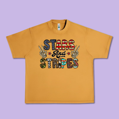 Stars And Stripes Urban Heavy Tee Designed By Cowhidedigitalart