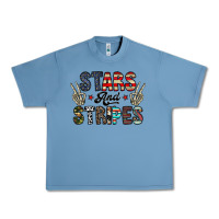 Pebble Blue stars and stripes Urban Heavy Tee - CowhideDigitalArt