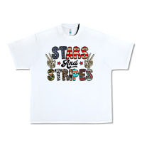 White stars and stripes Urban Heavy Tee - CowhideDigitalArt