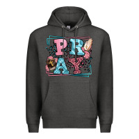 Charcoal Heather Pray leopard frame Premium Hoodie - LillyAllenDesigns