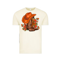 Orange  Cowgirl  And Roses Vintage Tee | Teevron