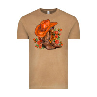 Vintage Camel orange  cowgirl  and roses Vintage Tee - AdoDesignShop