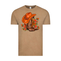Vintage Coffee orange  cowgirl  and roses Vintage Tee - AdoDesignShop