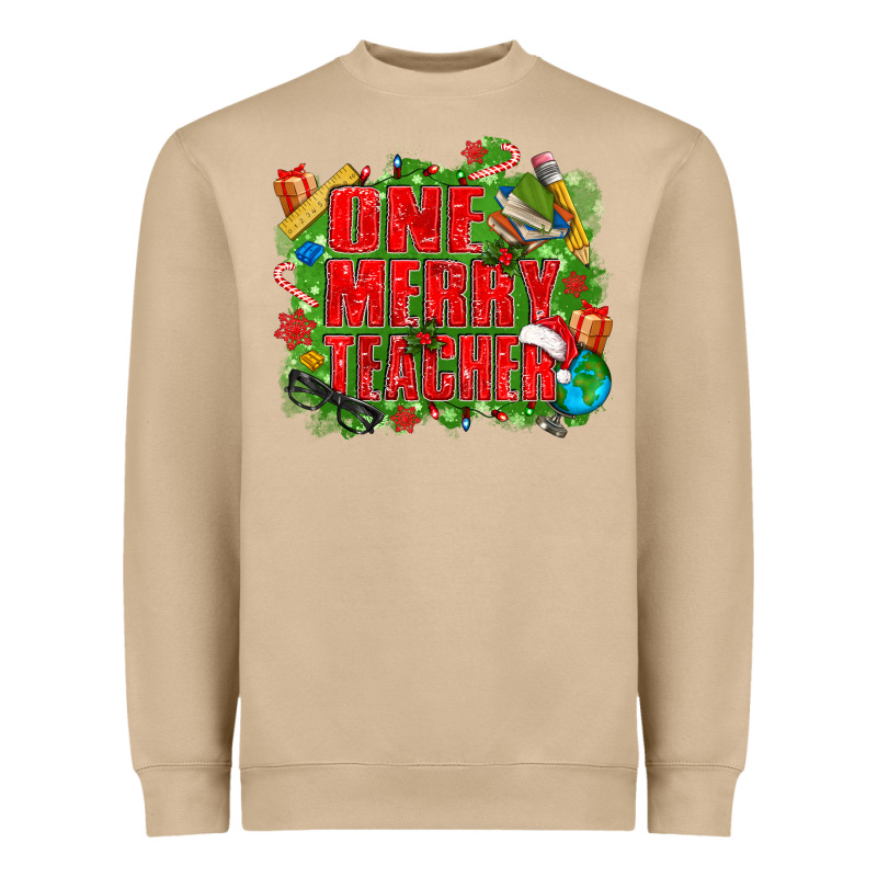 One Merry Teacher Heavyweight Sweatshirt by texasbilliewilder | Teevron