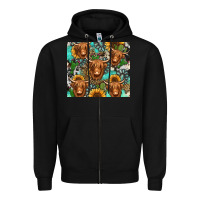 Black long haired shaggy cow western Zipper Hoodie - Jasminsmagicworld