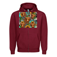 Burgundy long haired shaggy cow western Zipper Hoodie - Jasminsmagicworld