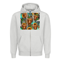 Dove Grey long haired shaggy cow western Zipper Hoodie - Jasminsmagicworld