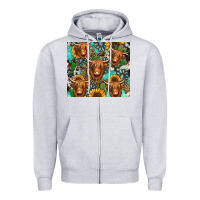 Heather Grey long haired shaggy cow western Zipper Hoodie - Jasminsmagicworld