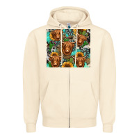 Sandshell long haired shaggy cow western Zipper Hoodie - Jasminsmagicworld