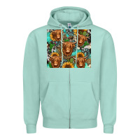 Seafoam long haired shaggy cow western Zipper Hoodie - Jasminsmagicworld