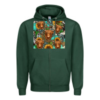 Sports Green long haired shaggy cow western Zipper Hoodie - Jasminsmagicworld
