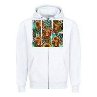 Long Haired Shaggy Cow Western Zipper Hoodie | Teevron