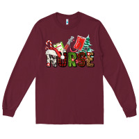 Burgundy Christmas nurse Long Sleeve Tee - AdoDesignShop