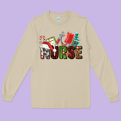 Christmas Nurse Long Sleeve Tee Designed By Adodesignshop
