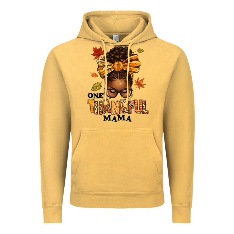 One Thankful Mama Afro Messy Bun Vintage Hoodie by texasbilliewilder | Teevron