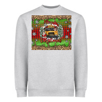 Heather Grey Christmas school bus Heavyweight Sweatshirt - texasbilliewilder