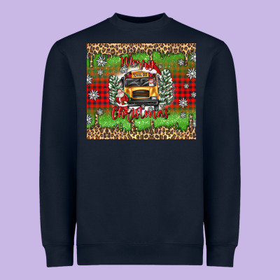 Christmas School Bus Heavyweight Sweatshirt Designed By Texasbilliewilder