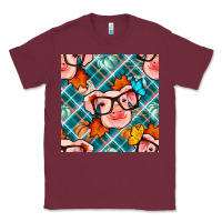Burgundy fall pig seamless pattern Classic Tee - BundleAndBundleShop