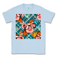 Dusty Blue fall pig seamless pattern Classic Tee - BundleAndBundleShop