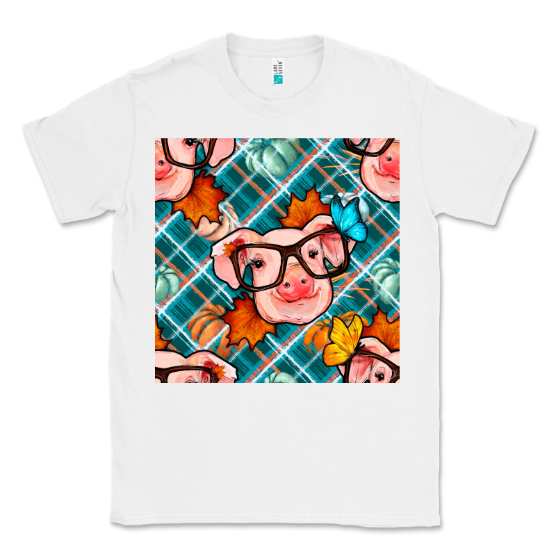 Fall Pig Seamless Pattern Classic Tee by BundleAndBundleShop | Teevron