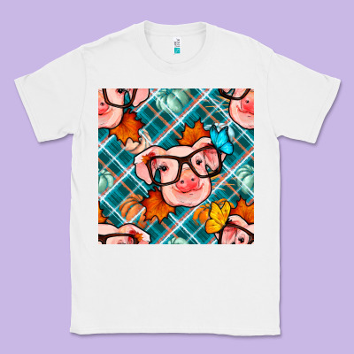 Fall Pig Seamless Pattern Classic Tee Designed By Bundleandbundleshop