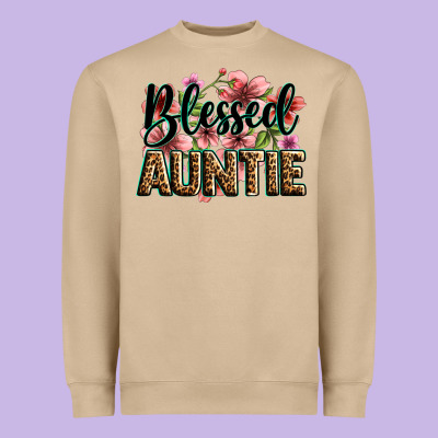 Flowers Blessed Auntie Heavyweight Sweatshirt Designed By Zillion Design Studio