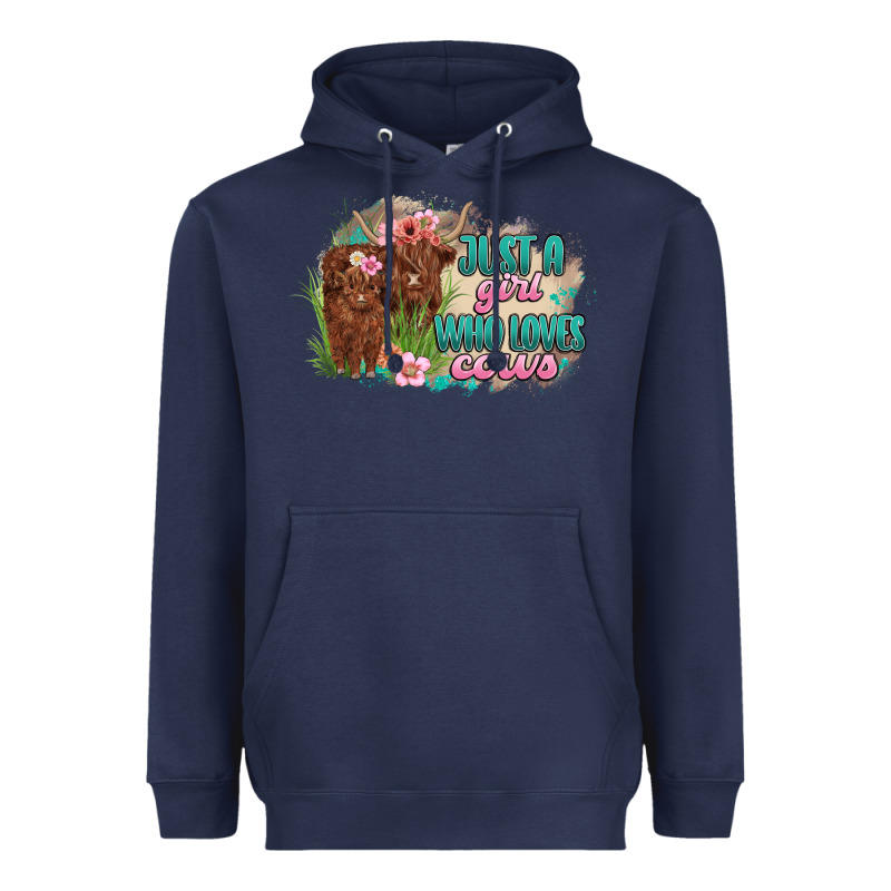 Just A Girl Who Loves Cows Heavyweight Hoodie by MaliasSmallBusiness | Teevron
