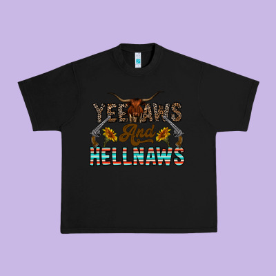 Yeehaws And Hellnaws Urban Heavy Tee Designed By Cowhidedigitalart