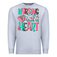 Heather Grey nursing is a work of heart Premium Sweatshirt - NancyCooperArtShop
