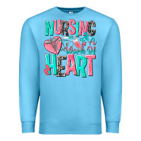 Ocean Blue nursing is a work of heart Premium Sweatshirt - NancyCooperArtShop