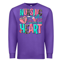 Purple nursing is a work of heart Premium Sweatshirt - NancyCooperArtShop