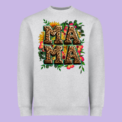 Floral Leopard Mama Heavyweight Sweatshirt Designed By Zillion Design Studio