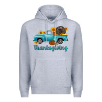 Heather Grey thanksgiving truck turkey Premium Hoodie - AdoDesignShop