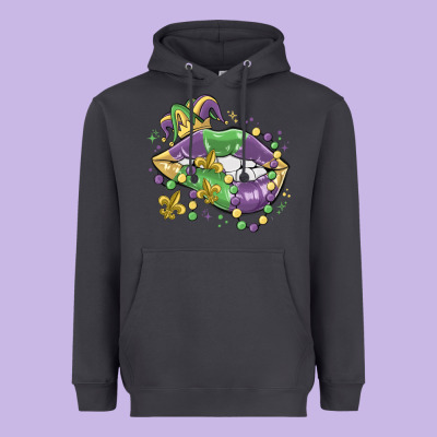 Mardi Gras Lips Heavyweight Hoodie Designed By Maliassmallbusiness