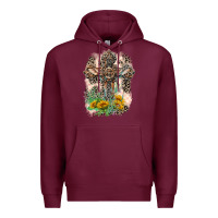 Burgundy Western with Crosses Premium Hoodie - LillyAllenDesigns