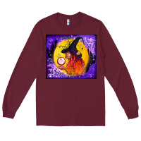 Burgundy witch with crystal ball tumbler Long Sleeve Tee - BundleAndBundleShop
