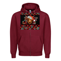 Burgundy joy shaggy cow christmas Zipper Hoodie - Jasminsmagicworld