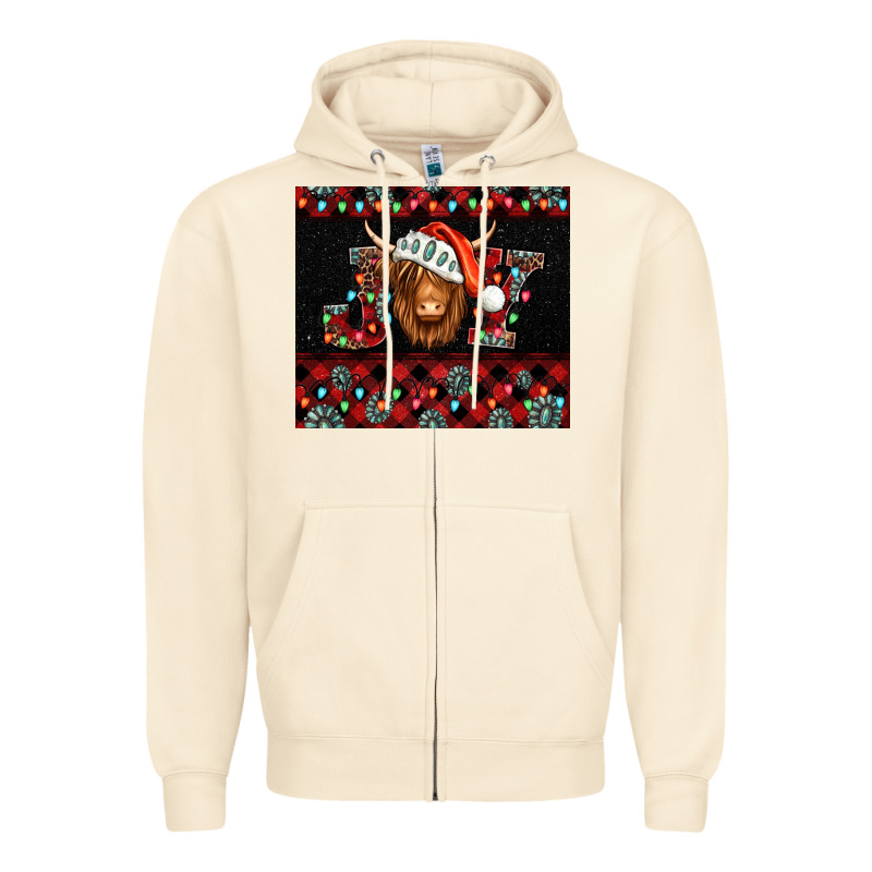 Joy Shaggy Cow Christmas Zipper Hoodie by Jasminsmagicworld | Teevron