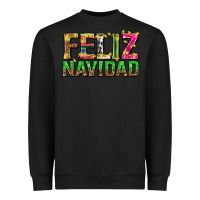Black feliz navidad with pattern Heavyweight Sweatshirt - texasbilliewilder