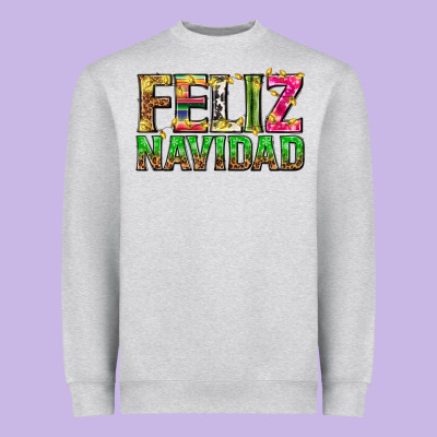 Feliz Navidad With Pattern Heavyweight Sweatshirt Designed By Texasbilliewilder