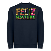 Navy feliz navidad with pattern Heavyweight Sweatshirt - texasbilliewilder