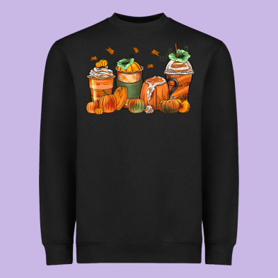 Pumpkins Coffee Cups Heavyweight Sweatshirt Designed By Zillion Design Studio