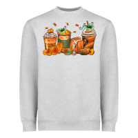 Heather Grey pumpkins coffee cups Heavyweight Sweatshirt - Zillion Design Studio