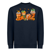 Navy pumpkins coffee cups Heavyweight Sweatshirt - Zillion Design Studio