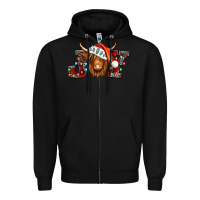 Black joy christmas shaggy cow Zipper Hoodie - Jasminsmagicworld