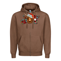 Chestnut joy christmas shaggy cow Zipper Hoodie - Jasminsmagicworld