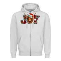 Dove Grey joy christmas shaggy cow Zipper Hoodie - Jasminsmagicworld