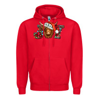Red joy christmas shaggy cow Zipper Hoodie - Jasminsmagicworld