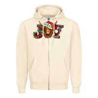 Sandshell joy christmas shaggy cow Zipper Hoodie - Jasminsmagicworld