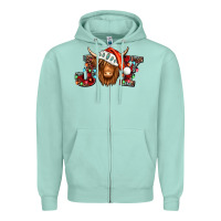 Joy Christmas Shaggy Cow Zipper Hoodie | Teevron